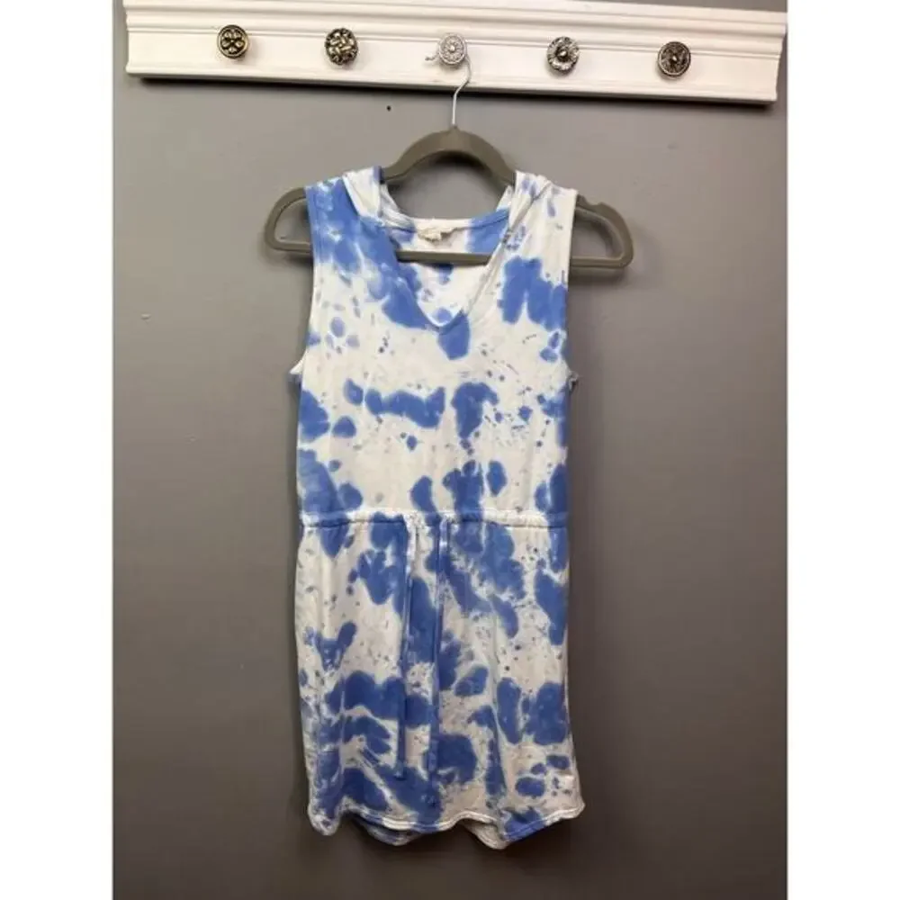 Jane and Delancey Tie Dye Cover Up Dress Womens Small Blue Hoodie Beach Swim